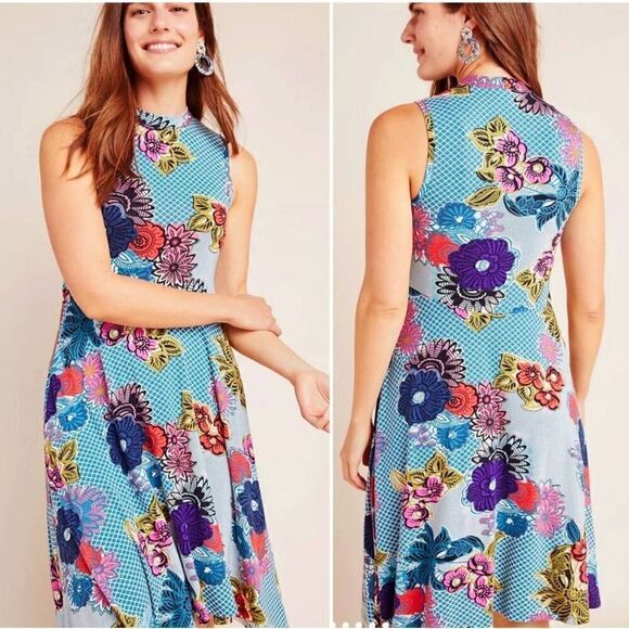 Anthropology Cyprus Floral Swing Dress S - Picture 1 of 10
